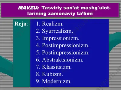 tasviriy san’at mashg`ulotlarining zamonaviy ta'limi — PPT