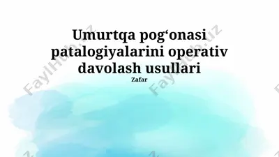 umurtqa pog‘onasi patalogiyalarini operativ davolash usullari — PPTX