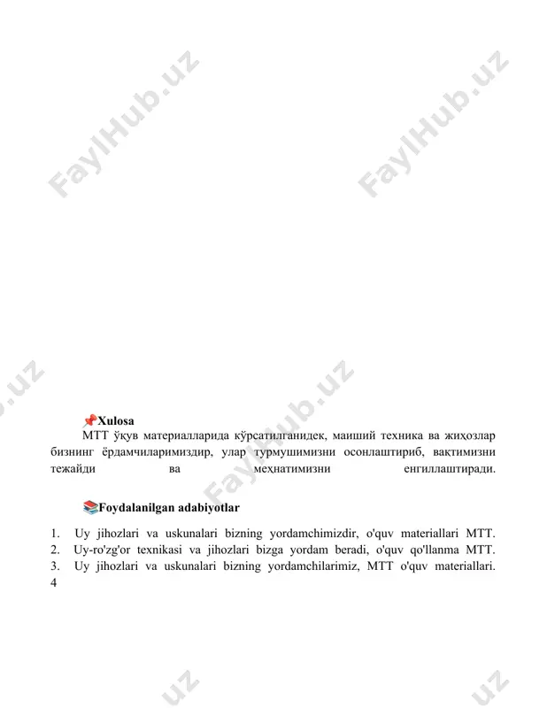 uy jihozlari va uskunalari – mtt o‘quv materiali - Page 5