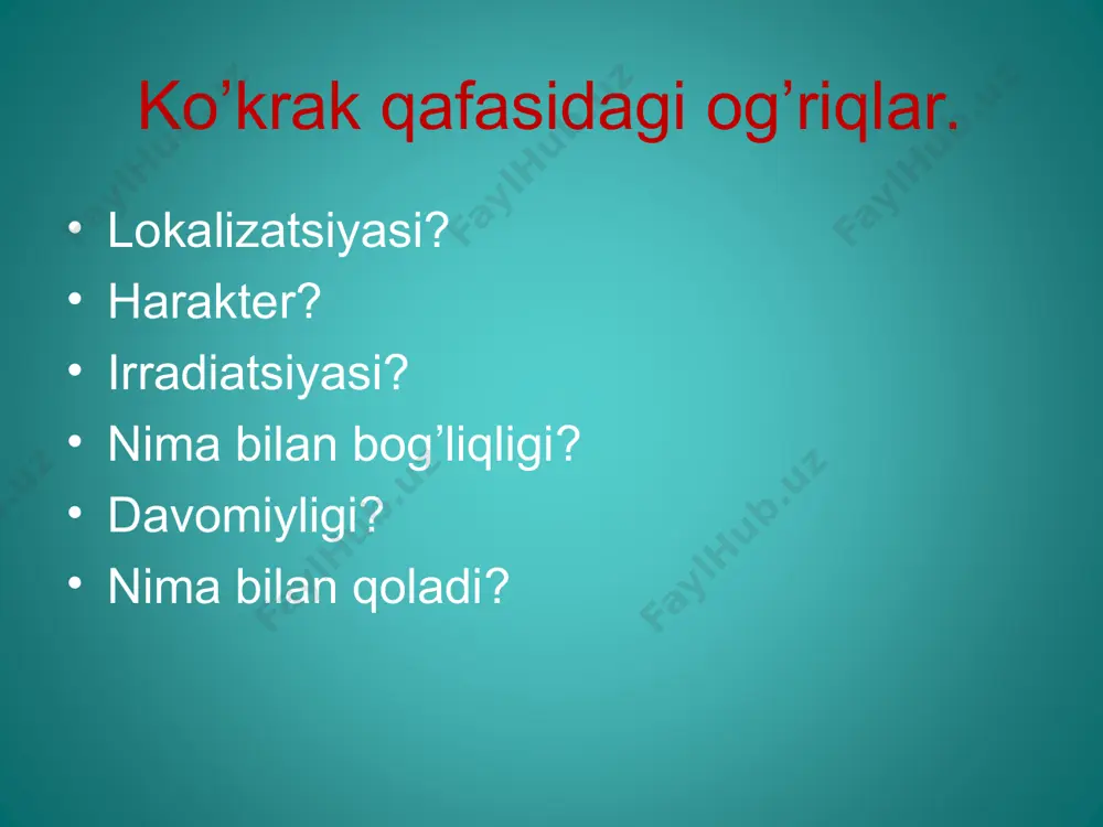 ifilis) ovqatlanishning o’ziga xosligi. hayot tarsi.(gipodinamiya) kasbdagi zararlanish. (stress) odatiy zararlanish. tug’ma og’irlik. oral kontrasepsiyani qo’llanilishi.