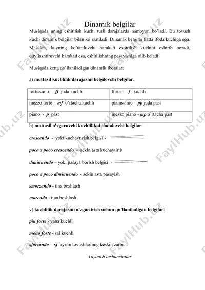 dinamik belgilar — DOC