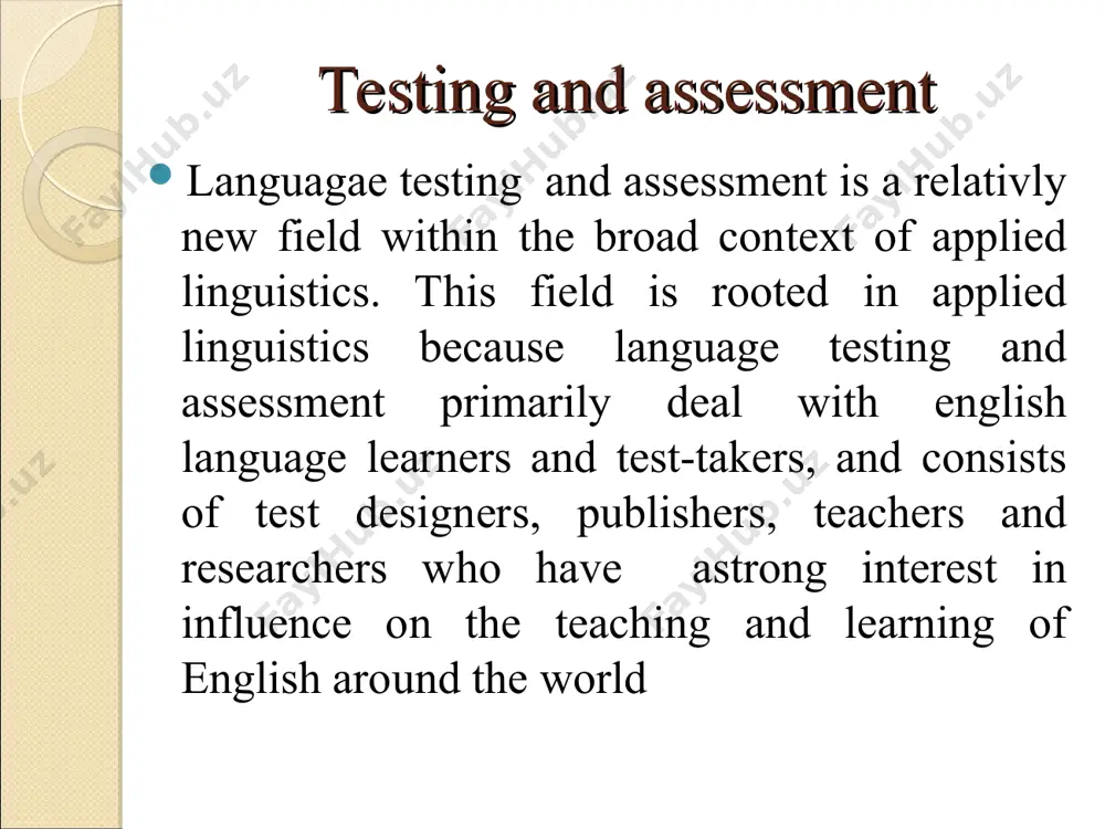 ve aspects we looked at first and to try and minimise the effects. try to make the test a less intimidating experience by explaining to the students the purpose for the test and stress the positive effects it will have. many may have very negative feelings left over from previous bad experiences. give the students plenty of notice and teach some revision classes beforehand. tell the students that you will take into account their work on the course as well as the test result. conclusion using only tests as a basis for assessment has obvious drawbacks. they are 'one-off' events that do not necessarily give an entirely fair account of a student's proficiency. as we have already mentioned, some people are more suited to them than others. there are other alternatives that can be used instead of or alongside tests.
