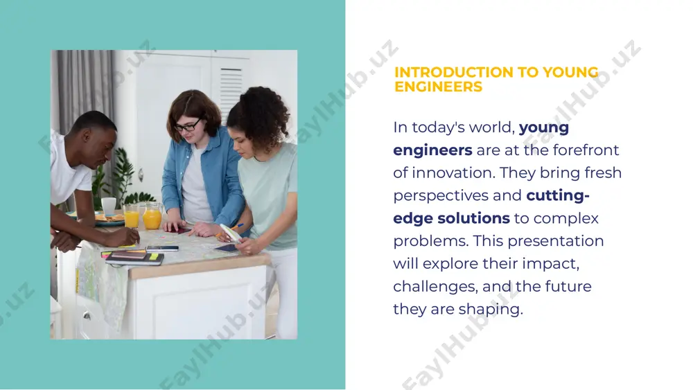 (science, technology, engineering, and mathematics) empower students with the skills needed for engineering careers. challenges faced by young engineers challenges faced by young engineers despite their potential, young engineers face numerous challenges. these include limited experience, navigating workplace dynamics, and overcoming stereotypes. addressing these issues is vital for their success and career growth. despite their potential, young engineers face numerous challenges. these include limited experience, navigating workplace dynamics, and overcoming stereotypes. addressing these issues is vital for their success and career growth. mentorship and networking mentorship and networking effective mentorship and networking opportunities are key to empowering young engineers. connections with experienced professionals can provide guidance, support, and valuable insights into the engineering industry. effective mentorship and networking opportunities are key to empowering young engineers. connections with experienced professionals can provide guidance, support, and valuable insights into the engineering industry. the role of technologythe role of technology technology is a …