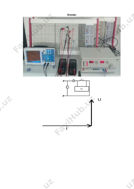 sig’im ampermetr va voltmeter o’rniga ishlatsa bo’ladigan asboblar: 6 a1334 gooen metrawatt nazariy ma’lumot: ma’lumki parallel ulangan zanjirning elementlari bir xil qiymatdagi kuchlanish ta’sirida bo’ladi. mazkur laboratoriya ishida iste’molchilarni o’zgaruvchan tok zanjirida parallel ulashning quyidagi hollari o’rganiladi: a) aktiv o’tkazuvchanlik g bilan induktiv ғaltak lni parallel ulash b) aktiv o’tkazuvchanlik g bilan kondensator c ni parallel ulash v) umumiy holda esa g, l va c elemntlarni parallel ulashdir. parallel zanjirning xar bir shaxobchasidagi tok om qonuniga binoan quyidagi tartibda aniqlanadi: a) aktiv o’tkazuvchanlik shaxobchasidagi tok: ig=g . u bu erda: ig – aktiv o’tkazuvchanlikli rezistor r orqali o’tuvchi tok, a; u-tarmoqning kuchlanishi, v; g-rezistorning o’tkazuvchanligi, om-1. b) induktiv ғaltakli shaxobchadagi tok if= bl . u bu erda if – induktiv ғaltak orqali o’tuvchi tok, a; bl - induktiv ғaltakning o’tkazuvchanligi, om-1; o’zgaruvchan tokning burchak chastotasi; o’zgaruvchan tokning chastotasi, gst; l –ғaltakning induktivligi, gn. v) kondensatorli shaxobchadagi tok ic=bc . u …