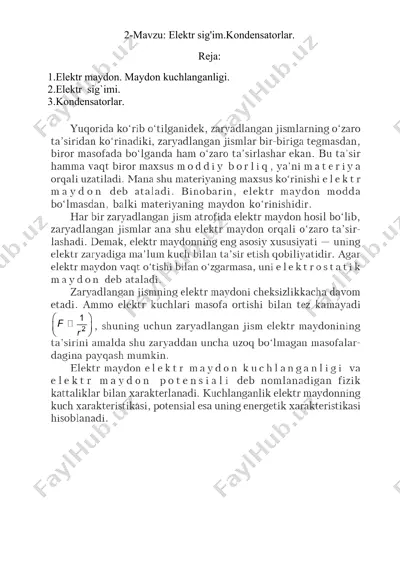 elektr sig'im.kondensatorlar — DOCX
