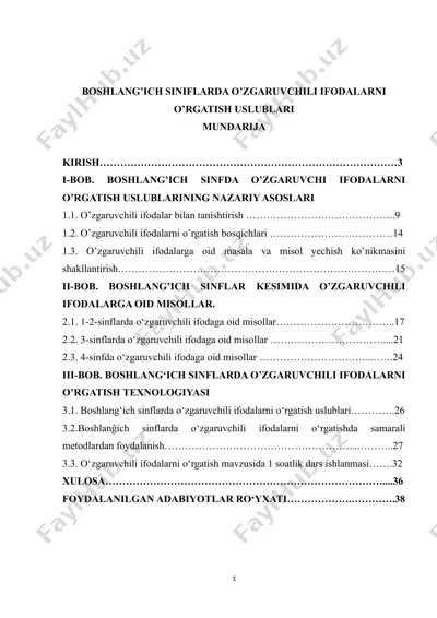 o'zgaruvchili ifodalar o'rgatish uslublari — DOC