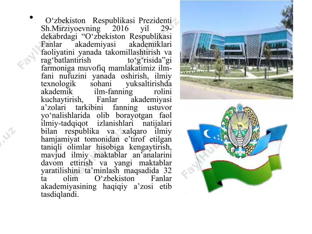 sh kuni deb e’lon qilindi. 1996–1997-o‘quv yilidan boshlab maktablarning birinchi sinflarida o‘qish yangi alifboda olib borildi. yangi imlo, alifboda o‘qitish uchun zarur dastur, qo‘llanma va darsliklar yaratildi. o’zbekiston tarixi kadrlar tayyorlash milliy dasturi ta'lim sohasidagi islohotlar “ta'lim to'g'risidagi” qonun (1992 yil 2 iyul; 1997 yil 29 avgust) "kadrlar tayyorlash milliy dasturi" (1997 yil 29 avgust) umumta'lim maktablarini rivojlantirish bo'yicha davlat dasturi (2004) zamonaviy rivojlangan mamlakatlarning ta'lim tizimidan orqada qolish sabablari o’zbekistonda mustaqillikning dastlabki yillaridan doimo ta’lim-tarbiya ishlarini eng muhim va dolzarb soha sifatida rivojlantirishga alohida e’tibor berib kelingan. 1992 yil 2 iyulda qabul qilingan o’zbekiston respublikasining «ta’lim to’g’risida»gi qonuni hamda 1991-1996 yillarda e’lon qilingan 30 dan ziyod prezident farmonlari va vazirlar mahkamasining qarorlari asosida ta’lim sohasida qator o’zgarishlar amalga oshirildi. maktabgacha ta’lim tizimida uylarda tashkil etiladigan bolalar bog’chalari hamda «bolalar bog’chasi-maktab» majmui tarmog’i rivojlandi. bolalarga chet tillarni, xoreografiya, tasviriy va musiqa san’ati, kompyuter savodxonligi asoslarini o’rgatuvchi 800 dan ortiq guruh …