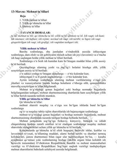 mehnat ta’tillari — DOCX