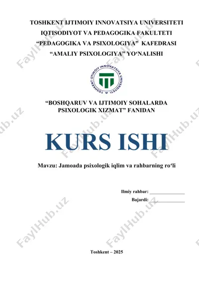 jamoada psixologik iqlim va rahbarning roʻli — DOCX