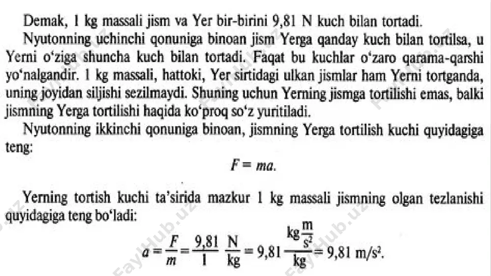 butun olam tortish qonuni va jismlarning og'irligi - Page 5