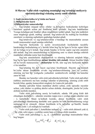 moliyaviy operatsiyalar va sug'urta — DOCX