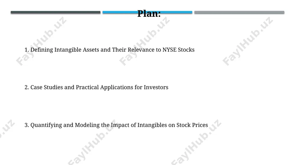 3) of nyse-listed firms, utilizing quarterly financial reports, specifically sec form 10-q, to gather relevant information. discussion: implications for investors and managers failure to disclose and manage intangible assets effectively can lead to a stock price decline of 10-25%, highlighting the need for transparency and strategic investment reporting. managers should prioritize intangible asset development, spending maybe 15-20% of revenue, as it significantly impacts long-term stock valuation according to recent studies. intangible asset measurement approaches cost-based methods estimate historical expenses invested in creating the intangible asset like r&d, advertising, or marketing expenditures, plus an expected return rate. valuation approaches for intangibles robustness checks and sensitivity analysis robustness checks assess model stability by altering key assumptions, like changing the intangible asset weighting from 25% to 35%, to see if results drastically change. information defining and classifying intangible assets valuing intangibles presents challenges; some utilize the cost approach, assessing the original development expenditure, …