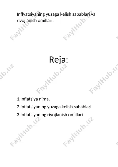 inflatsiya haqida ma'lumotlar — DOCX