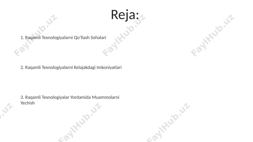 ish imkoniyatiga ega bo'ldi. raqamli texnologiyalarni qo'llash sohalari toshkent shahridagi 500 dan ortiq bizneslar raqamli marketing strategiyalarini qo'llab, mijozlar bazasini 2022 yilda 30% ga kengaytirgan. raqamli texnologiyalar, masalan, sun'iy intellekt va katta ma'lumotlar tahlili, o'zbekistonning 20 dan ortiq qishloq xo'jalik hududlarida hosildorlikni 15% ga oshirishga yordam berdi. moliya va bank sektorida raqamli texnologiyalar toshkent shahridagi yirik banklarning 85% dan ortig'i blokcheyn texnologiyasini xavfsizlikni oshirish va operatsiyalarni avtomatlashtirish uchun sinovdan o'tkazmoqda, bu esa firibgarlik darajasini 15% ga kamaytirishga yordam beradi. samarqand viloyatida joylashgan kichik va o'rta biznes sub'ektlarining 30% dan ko'prog'i elektron hisob-kitoblarni amalga oshirish uchun mobil bank ilovalaridan foydalanmoqda, bu esa hujjat aylanishini soddalashtirdi va vaqtni 20% ga tejashga imkon berdi. davlat boshqaruvida raqamli texnologiyalar raqamli imzo texnologiyalari 2022 yilda toshkent shahri bo'yicha 30% ga hujjat aylanishini tezlashtirdi va byurokratiyani kamaytirishga yordam berdi. sun'iy intellekt algoritmlari yordamida soliq to'lovlarini tahlil qilish natijasida 2024 yilning birinchi choragida andijon viloyatida soliq qarzdorligini …