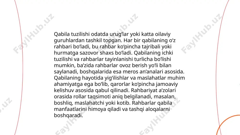chmanchi va yarim-ko'chmanchi jamoalar tarixda katta ahamiyat kasb etgan. ko'chmanchi jamoalar asosan chorvachilik bilan shug'ullangan, doimiy yashash joyiga ega bo'lmagan. ular yaylovlarni almashtirib ko'chib yurgan, bu esa ularning iqtisodiy va ijtimoiy hayotiga ta'sir qilgan. yarim-ko'chmanchi jamoalar esa qisman chorvachilik, qisman dehqonchilik bilan shug'ullangan va qishloq joylarda doimiyroq aholidan iborat bo'lgan. ko'chmanchi turmush tarzi markaziy osiyo, yevrosiyo dashtlarida keng tarqalgan edi va bu jamoalar hududning ijtimoiy, iqtisodiy rivojida muhim rol o'ynagan. ular madaniy almashinuvda, savdo yo‘llarining rivojida ham faol ishtirok etishgan. ... t.me/slaydai_bot 10. mezolit va neolit davrlari o'zgariqlari mezolit davri, taxminan 12,000 yildan 10,000 yil avvalni o'z ichiga oladi. bu davrda insonlar ilgariroq ovchilar va yig'uvchilar sifatida yashagan bo'lsa, ularda kamon va o'qlar kabi yangi ov asboblari paydo bo'lgan. neolit davri esa taxminan 10,000 yildan 4,500 yil avvalgacha davom etgan. bu davrda dehqonchilik va chorvachilik rivojlanib, odamlar doimiy yashash joylariga ega bo'la boshlashdi. neolit davrida keramika ishlab chiqarish va to'quvchilik …