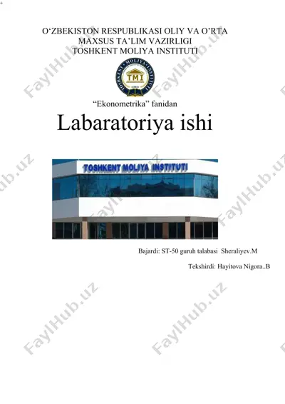 ekonometrika labaratoriya ishi — DOCX