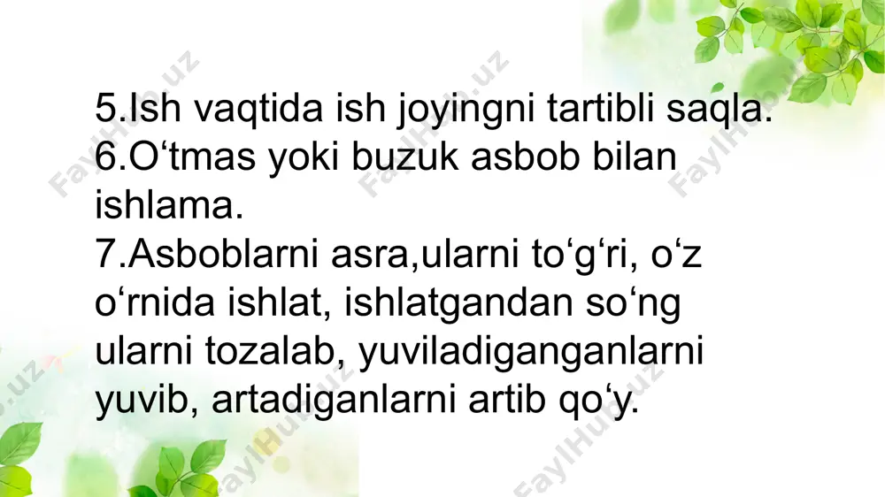 texnalogiya fanlarida texnik xavfsizlik qoidalari - Page 3