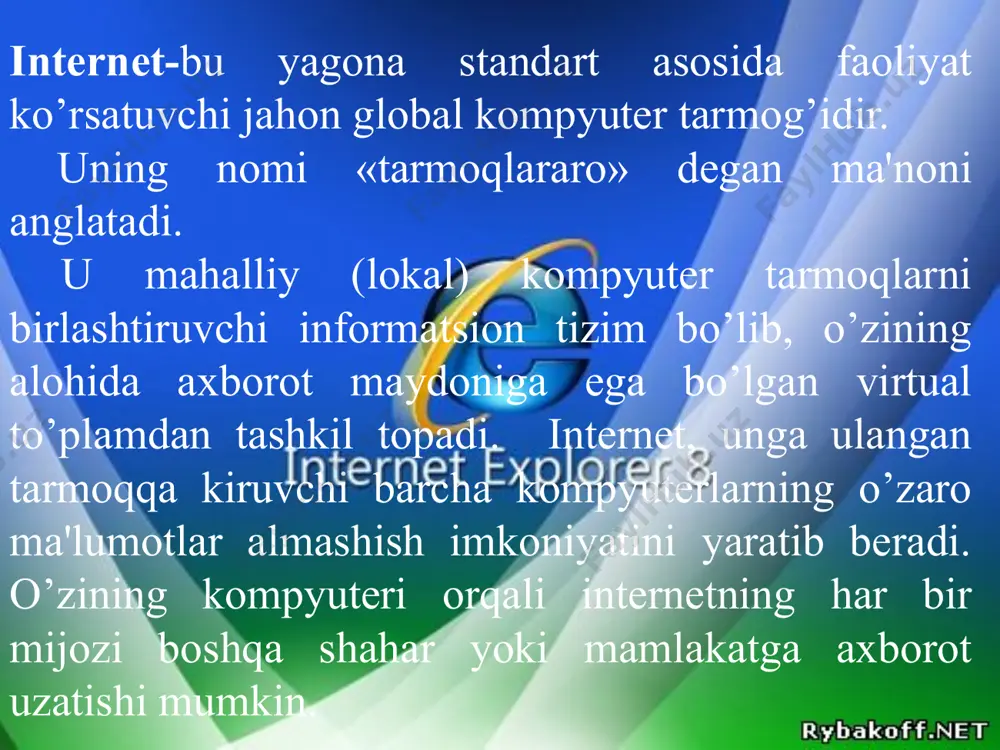 internet tarmog`ining ishlash texnologiyasi - Page 5