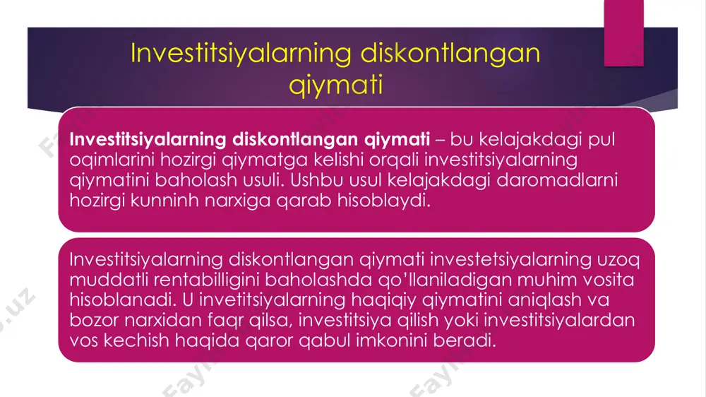 investitsiyalarning diskontlangan qiymati - Page 5