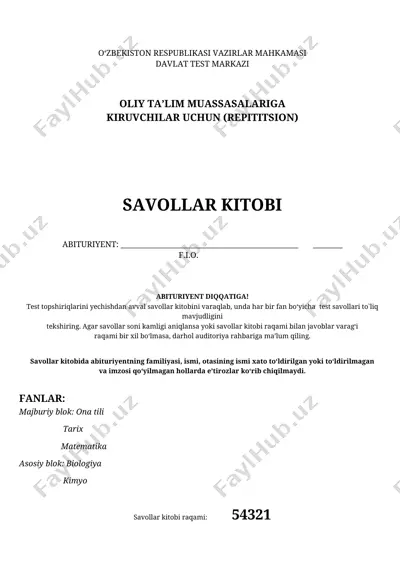 savollar kitobi — DOCX