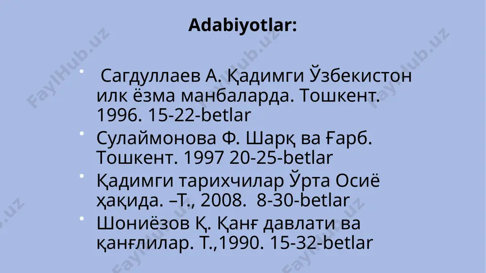 3-811-yillarda hukmronlik qilgan shamshiadad v ni afsonada berilgan nin podshosi bilan qiyoslashadi. shamshiadad v otasi salmanasar iiining harbiy yurishlarini davom ettirgan. urartu, midiya va parsuani egallagan. shamshiadad vning shammuramat (semiramida) ismli malikasi bo‘lgan. u shamshiadad v vafotidan so‘ng 5 yil mamlakatni mustaqil boshqargan. ossuriya shohlari arxivida ossuriya shohidan ayg‘oqchining yordam so‘rab yozgan nomalari saqlanib qolgan. unda "... lekin men lazuritni olib ketganimdan so‘ng, mamlakatda (baqtriyada) bunga qarshi qo‘zg‘olonlar boshlandi, shundan so‘ng katta harbiy kuch yuborishni iltimos qildim". bu ma’lumot ham qadimgi davrda baqtriya siyosiy maydonda o‘ziga xos o‘ringa ega bo‘lganligini va ossuriyaning baqtriyani egallashga intilganligini bilish mumkin ktesiy va diodorning qoldirgan bu ma’lumoti ham qadimgi davrlarda, ya’ni mil.avv. viii-vii asrlarda qadimgi baqtriya davlatining qudratini aks ettiradi kvint kursiy ruf o‘z asarida baqtriyaliklarga quyidagicha ta’rif beradi: “baqtriyaliklar bu qabilalar orasida eng jangovar va jiddiy, odatlari bo‘yicha forslarga o‘xshamaydi; ular urushqoq skif qabilasi uzoq bo‘lmagan joyda yashashadi.” bu ma’lumot orqali biz baqtriyaliklarning …