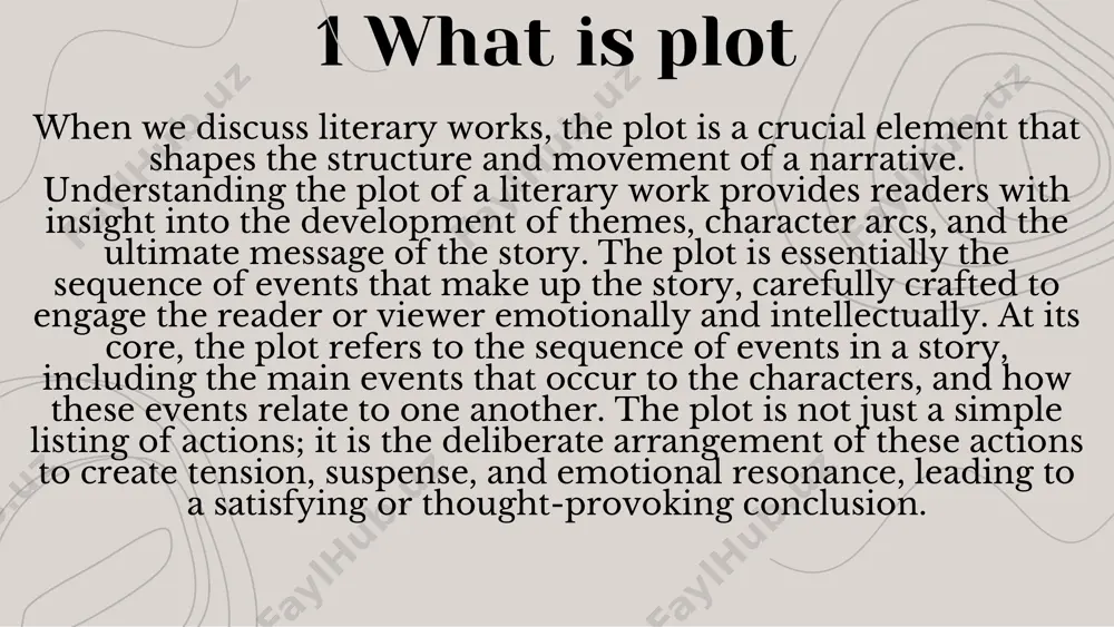 kward and forward in time, revealing different pieces of the story in an unconventional order. this approach can create mystery, suspense, or a deeper thematic understanding of the events. 3. "the night circus" by erin morgenstern uses a non-linear plot structure, shifting between different times and perspectives, creating a sense of wonder and intrigue. c) circular plot a circular plot structure brings the story back to its beginning, often showing the growth or change in the protagonist or the situation. in a circular plot, the ending is often mirrored or reflected in the beginning, closing the narrative loop. an example of a circular plot is "of mice and men" by john steinbeck, where the novel begins and ends with similar scenes involving the two main characters, george and lennie, emphasizing the tragic inevitability of their fate. d) quest plot a quest plot is centered around the protagonist’s journey to achieve …