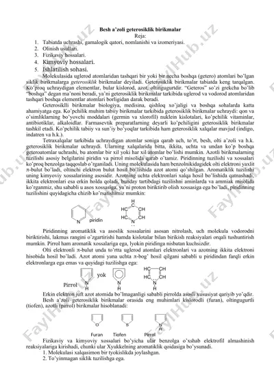 geterosiklik birikmalar — DOCX