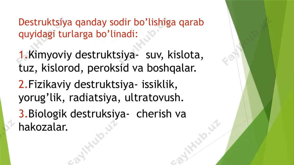 an korxonalardir. qurilishda polimer pollarga qoplashda va boshqa pardoz ishlarida, binolarni germetiklash, gidro va termoizolyasiyalash, quvurlar, sanitariya-texnika uskunalari ishlab chiqarishda, yopmalar, deraza, eshik, sayyohlar uychasi, yozlik pavilonlar tayyorlashda qoʻllaniladi. mashinasozlik materiallari ichida polimer yetakchi oʻrinni egallaydi. polimer mahsulotlar tannarxini arzonlashtiradi, mashinalarning muhim texnik iqtisodiy parametrlari, massasi kamayadi, puxtaligi, ishonchliligi va h.k. oshadi. polimerdan tishli gʻildiraklar, podshipniklar, roliklar, stanok yoʻnaltirgichlari, quvurlar, boltlar, gaykalar va boshqa ishlab chiqariladi. mavzu: mamlakatimizda polimerlar kimyosi sohasida olib borayotgan olimlar va ularning ilmiy yutuqlari. reja: 1.sayyora rashidova ishlari haqida 2.mirxoji asqarovich asqarov ishlari haqida. 3. usmonov hamdam usmonovich ishlari haqida. o’zr fa polimerlar kimyosi va fizikasi instituti (o’zr fa pkfi) 1981-yilning 7-iyulida tashkil etilgan. pkfi ning asoschisi va direktori o’zbekiston respublikasida xizmat ko’rsatgan fan arbobi, akademik rashidova sayyora sharafovna bo’lib, uning tomonidan tabiiy va sintetik polimerlar sohasida keng tanilgan ilmiy maktab yaratilgan. 1979-yilda ilmiy-tadqiqot instituti vakolatiga ega bo’lgan o’zssr fa polimerlar kimyosi bo’lomi (o’zssr fa 1979 …