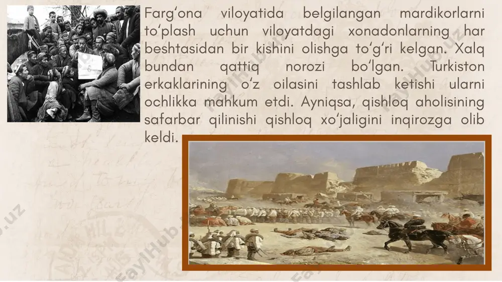 ar to`plash mavzu doirasida mustaqil munozara qo`zg`olondan oldingi va keyingi aholining holati mustamlaka paytida insonlar norozilik bildirib qo`zg`olonlar uyushtirishgan, hozirgi kunda aholi o`z noroziligini qay yo`sinda ko`rsatadi? e`tiboringiz uchun rahmat! image9.png image10.png image11.png image12.png image1.jpeg image2.jpeg image3.png image4.jpeg image5.jpeg image6.png image7.png image8.png image13.png image15.png image14.png image16.png image17.png image18.png image20.png image21.png image19.png image22.png image23.jpeg image24.png image25.png /docprops/thumbnail.jpeg