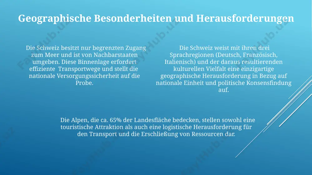 r seenlandschaft mit beeindruckender morphologischer vielfalt. mittelland und seine besonderheiten mit einer durchschnittlichen höhe von 500 metern über dem meeresspiegel und seinen fruchtbaren böden, ist das mittelland ein bedeutender wirtschaftsraum für ackerbau, viehzucht und industrie, geprägt durch dichte besiedlung und urbanisierte zentren. das mittelland umfasst etwa 30% der schweizer fläche und beherbergt über 70% der bevölkerung, was seine immense bedeutung für die schweizer wirtschaft und infrastruktur unterstreicht. die einzigartige geologische formation des mittellands, geprägt von moränenhügeln und seen aus der eiszeit, bietet ein abwechslungsreiches landschaftsbild mit hoher landwirtschaftlicher nutzung und vielfältiger biodiversität. klima und vegetationszonen im südlichen tessin herrscht ein submediterranes klima mit durchschnittlichen julitemperaturen über 22°c, während alpine regionen im norden unterhalb von 0°c liegen, dies beeinflusst stark die vegetationsgrenzen. zwischen den vegetationszonen, wie z.b. der kollinen stufe mit laubwäldern und der subalpinen stufe mit nadelwäldern, finden sich übergangsgebiete mit einer artenreichen flora und fauna, die ca. 20% der …