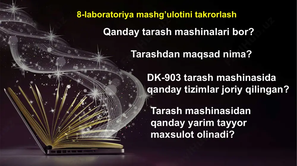 sh barabanlarni tezligini o'zgartiradi, bu unumdorlikni oshishiga ham, xolstcha sifatini yaxshilanishiga ham imkonini beradi. unilap e 32 mashinada xolstcha shakllantirish unilap mashinasida xolstchaning shakllanishi o‘zgaruvchan tezlikda amalga oshiriladi. xolstchaning diametri oshgan sari yumalatuvchi baraban tezligi kamayib boradi. o‘zgaruvchan tezlik mashina samaradorligini kamaytiradi, ammo bu sistemaning asosiy kamchiligi xolst shakllantirish va yumalatuvchi baraban zonasida bosimning o‘zgaruvchanligi bo‘lib, uning ta’sirida qatlamlarning siljishi hisobiga va ushbu uchastkada xolst strukturasining buzilishi hisoblanadi. “rieter” firmasining omegalap e 36 modelidagi pilta birlashtiruvchi mashinada og’irligi 25 kg bo’lgan xolstchalar soatiga 600 kg unumdorlikda tayyorlanadi. mashina 28 ta piltani qo’shib, chiziqli zichlik 140 kteks bo’lgan eni 300 mm, diametri 200 mm xolstchalar tayyorlashga mo’ljallangan. omega lap e36 1) bo’sh g’altakni o’rnatish va ikki diskni aksial holatda pnevmatik joylashtirish 2) o’rash jarayonining boshlanishi,g’altakdagi birlashtirilgan piltalarni pnevmatik ushlash 3) xolstchaning to’liq diametrigacha o’zgarmas tezlikda qatlamlarni hosil qilish 4) mashinani to’xtatish, to’la xolstchani transporterga tushirish tasmali uzatma yordamida xolstcha shakllantirish tizimi …