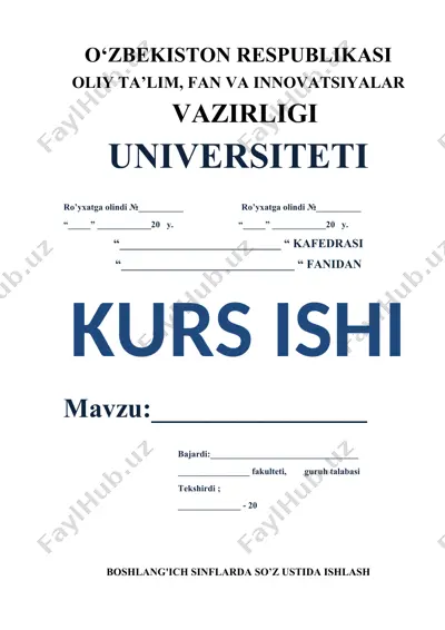 boshlang‘ich sinflarda so‘z ustida ishlash — DOCX