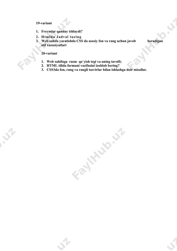 web sahifa yaratishda css da asosiy fon va rang uchun javob beradigan stil xususiyatlari - Page 2