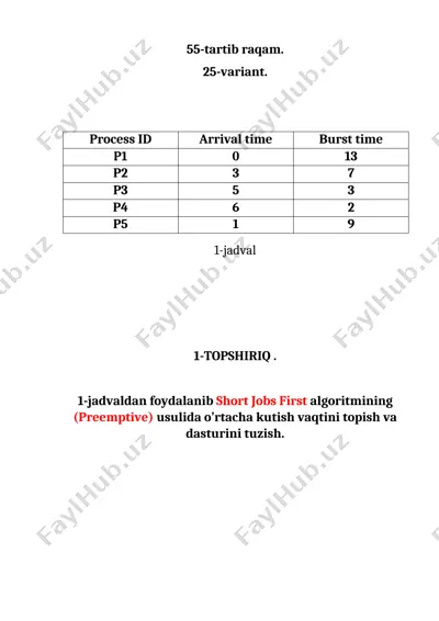 operatsion tizimlar 2-mustaqil ish — DOCX
