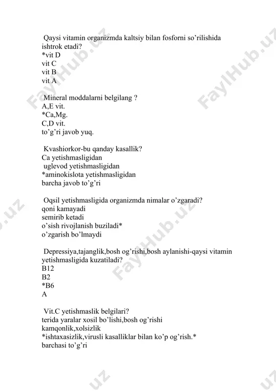 ing xolati iv-v umurtqa qarshisidan namuna olib tekshiramiz qaynatib pishirib korib aniqlaymiz to’g’ri javob yuq. go’shtning gigiyenik ekspertiza ko’rsatkichlari(sinash uchun qaynatib ko’rilganda normada sho’rvasi qanday bo’ladi? *sho’rvasi tiniq, sho’rvasi loyqa, sho’rvasi loyqa ipir-ipirlari b’ladi. to’g’ri javob yuq. aynigan go’shtni belgilang? qizil kulrangnamo *kulrang barcga javob to’g’ri go’sht bilan mis sulfat reaksiyasi o’tkizganimizda yangi go’sht ligini qanday bilamiz? *yangi go’sht bo’lsa shor’vasi tiniq yoki sal loyqalanadi,ipir-ipirlar bo’lmaydi yangi go’sht bo’lsa rangi ko’kimtir,ipir-ipirlar bo’lmaydi yangi go’sht bo’lsa rangi yashilnamo,ipir-ipirlar bo’ladi. to’g’ri javob yuq. mis sulfat bilan reaksiya o’tkizganimizda tekshirilayotgan go’sht sifatli bo’lmasa sho’rva rangi qanday bo’ladi? qizil *ko’kimtir havorang oq qora mis sulfat bilan reaksiya o’tkizganimizda necha % mis sulfatdan foydalanamiz? 3% 2 *5% to’g’ri javob yuq. go’shtni sinash uchun tekshirib ko’rish uchunqancha qiyma olinadi? 30 g 40 g *20 g to’g’ri javob yuq. go’shtni yangiligini aniqlashda filtr qog’ozdan foyfalanish tekshirish usulining qaysi turiga kiradi? *organoleptik tekshirish sinash uchun qaynatib ko’rish mis …