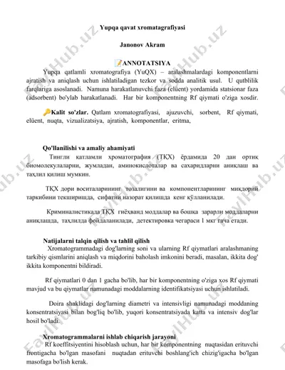 yupqa qavat xromatagrafiyasi — DOCX