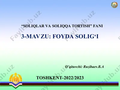 foyda solig‘i — PPT