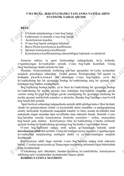 o’lchash natijalarini statistik tahlil qilish — DOCX