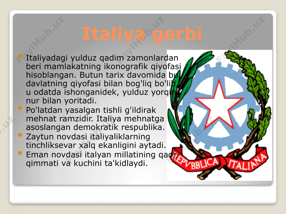 rregjio , leonardo da vinchi, rafael, mikelanjelo asarlari mavjud. 2008 yilda uffizi galereyasiga 1 553 951 kishi tashrif buyurdi va bu italiyadagi eng ko'p tashrif buyuriladigan san'at muzeyiga aylandi. kapri orolidagi moviy grotto. quyosh nurlari grottoga kiraverishda tushganda, neon ko'k aks g'orni yoritadi va ichidagi barcha narsalar kumush rangda yoritilgan. italiyaning eng go'zal tabiiy diqqatga sazovor joylaridan biri. piza shahridagi qo'ng'iroq minorasi . minora qurilishi 1360 yilda yakunlangan . minora "the leaning tower" laqabini olgan va butun dunyoga o'zining tik qiyaligi bilan mashhur. pompey - neapol yaqinidagi qadimgi rim shahri, 79-yil 24-avgustda vezuviy otilishi natijasida vulqon kuli qatlami ostida ko'milgan . endi u ochiq osmon ostidagi muzey. yuneskoning butunjahon merosi roʻyxatiga kiritilgan. "uyqudagi go'zal". rosaliya lombardo - pnevmoniyadan vafot etgan qiz. rozaliyaning o‘limidan qattiq xafa bo‘lgan otasi mashhur balzamshunos doktor alfredoga murojaat qildi. salafiylar qizining jasadini chirishdan qutqarish iltimosi bilan. rosaliya lombardoning dafn etilishi palermodagi kapuchin katakombalari tarixidagi oxirgilaridan biri …