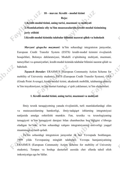 kredit - modul tizimi — DOCX
