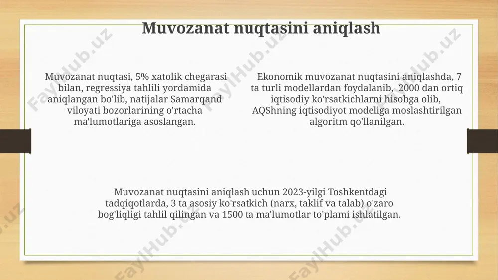 qo'llash ma'lumotlarni aniq va tushunarli tarzda ifodalash imkonini beradi. andijon viloyatining 3 ta tumanidagi aholining sonini taqsimlashni geografik xarita ustida nuqta grafiklari orqali ko'rsatish, demografik o'zgarishlarni vizual ravishda osongina tahlil qilish imkonini beradi. samarqand viloyatida 5 ta turli mahsulot ishlab chiqarish hajmini taqqoslashda sektorli diagrammalar yordamida foiz nisbatlarini aniq ko'rsatish mumkin, bu esa ma'lumotlarni 10% gacha aniqlik bilan taqdim etishga yordam beradi. neytrallash usulining afzalliklari neytrallash usuli, zararli chiqindilarning 95% gacha neytrallash darajasiga erishish imkonini beradi va bu esa, masalan, 5 yildan keyin toza suv resurslarini tiklashga yordam beradi. neytrallash usuli, 200 dan ortiq kimyoviy moddalarni zararsizlantirishda samarali bo'lib, jahonning 30 dan ortiq mamlakatida, jumladan, aqsh va yaponiyada muvaffaqiyatli qo'llanilmoqda. ushbu usul, atrof-muhitga ta'sirini 50% ga kamaytirish orqali, 1000 kub metrdan ortiq ifloslangan hududni tozalashda iqtisodiy jihatdan foydali hisoblanadi. masalan, o'zbekistondagi sanoat korxonalarida qo'llanishi mumkin. neytrallash usulining mohiyati ўзбекистон республикасидаги 3 та йирик корхонада ўтказилган тадқиқотлар кўрсатдики, нейтраллаштириш усулини қўллаш …
