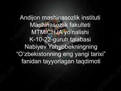 "o'zbekistonning eng yangi tarixi" — PPTX