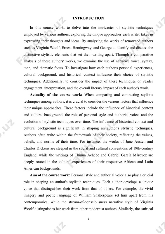 e and the unique contributions of each writer. practical values of research work: the evolution of stylistic techniques over time is also an essential aspect of comparing and contrasting stylistic techniques. literary movements, such as romanticism, realism, and postmodernism, have had a profound impact on the development of stylistic techniques. as authors are influenced and learn from each other, new styles and approaches emerge. for instance, the works of the beat generation, such as those of jack kerouac and allen ginsberg, were influenced by the ideas and writings of earlier authors like walt whitman and henry david thoreau, but they also introduced innovative techniques, such as spontaneous prose and the use of jazz rhythms in writing. the analysis of differences in stylistic techniques among authors requires a comprehensive examination of the historical context, cultural background, personal style, and authorial voice that contribute to their distinctive approaches. the structure of the …