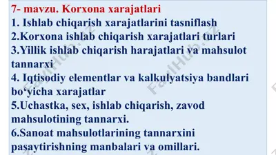 korxonaxarajatlari — PPTX