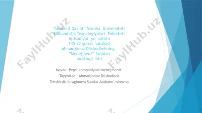 pepsikompaniyasining menejmenti — PPTX