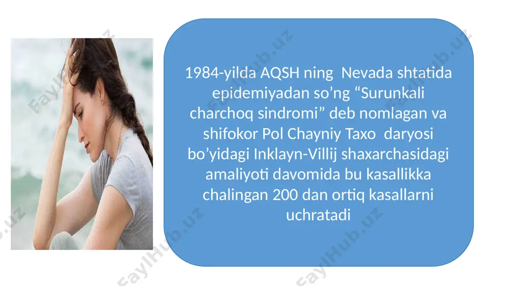 ss jarayonida tanani bo’shashtirish,nerv tizimini tinchlantirish,diqqatni jamlashda samarali hisoblanadi. sport bilan muntazam shug’ullanish,piyoda yurish ,sayr qilish va turli jismoniy mashqlar bajarish ham stress garmonmlarini pasaytiradi va umumiy aqliy va jismoniy salomatlikni mustahkamlaydi shu bilan birga stresga bardoshlilikni oshiradi. agar insonda stress surunkali yoki juda kuchli bo’lsa,psixoterapiya, kognitiv-behavioral terapiya yoki dorivor- giyohlar terapiyasi zarur bo’ladi. bunda albatta mutaxasiss (shifokor va psixolog) ko’magi kerak bo‘ladi. thank you for your watching!!! image1.jpeg image2.jpeg image3.jpeg image4.png image5.jpeg image6.jpeg image7.jpeg image8.jpeg image9.jpeg /docprops/thumbnail.jpeg