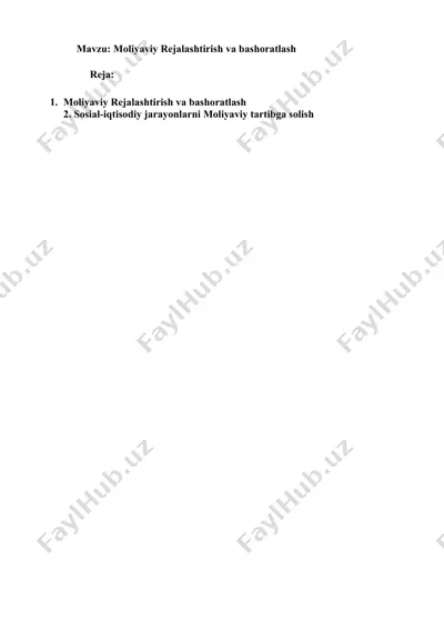 moliyaviy rejalashtirish va bashoratlash — DOCX