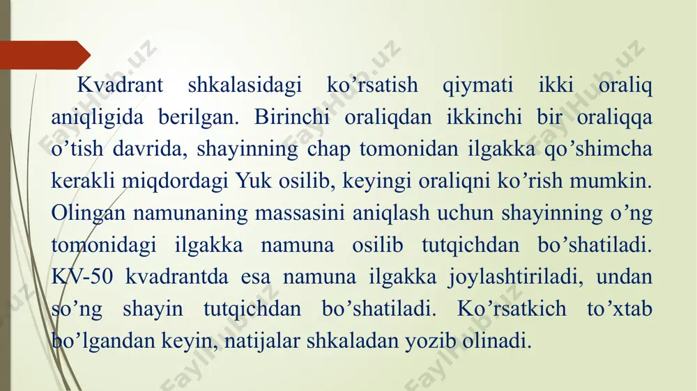 laboratoriya ishi - ogʼirlik kvadrantlarining asosiy metrologik xususiyatini oʼrganish - Page 3