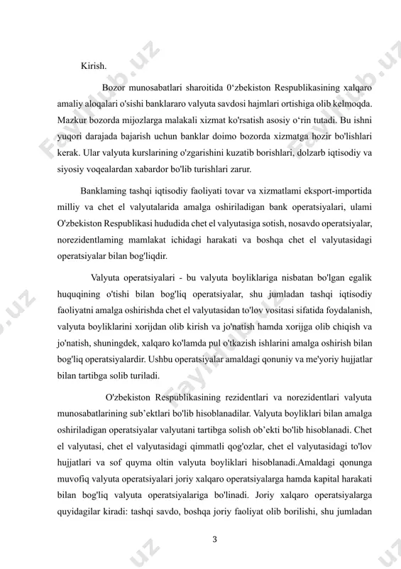 raqlar va omonatlarga jalb etish hamda xorijiy davlatlarda mablag'lami hisobvaraqlar va omonatlarga joylashtirish kiradi. o'zbekiston respublikasi markaziy banki bir yildan ortiq faoliyat ko'rsatayotgan tijorat banklariga bank iltimoslariga asosan chet valyutasidagi operatsiyalami amalga oshirish uchun bu operatsiyalaming iqtisodiy jihatdan maqsadga muvofiqligi va bankning ulami amalga oshirishga tayyorlik darajasiga qarab litsenziyalar beradi. litsenziyalar xorijiy kapital ishtirokidagi banklar va chet el banklarining filiallariga belgilangan muddatdan ilgari, xususiy tijorat banklari uchun esa olti oy to'lishi bilan berilishi mumkin. litsenziyalar bosh litsenziya, ichki litsenziya va bir marta foydalanadigan litsenziyalarga bo'linadi. bosh litsenziya tijorat banklariga o'zbekiston respublikasi hududida hamda chet elda chet el valyutasidagi operatsiyalami amalga oshirish uchun berilgan huquq hisoblanadi. ichki litsenziya tijorat banklariga o'zbekiston respublikasi hududida chet el valyutasidagi operatsiyalami to'la yoki cheklangan doirada amalga oshirish uchun berilgan huquqdir. bir marta foydalanadigan litsenziya chet el valyutasida muayyan bank operatsiyasini amalga oshirish huquqini beradi. tijorat banklari tomonidan litsenziya olish uchun o'zbekiston respublikasi markaziy bankiga taqdim …