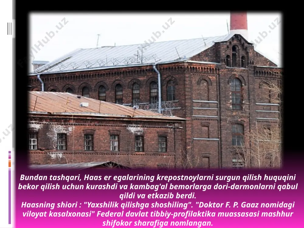 xizmat ko'rsatgan professor, jarroh, qorin bo'shlig'i jarrohligi asoschilaridan biri (ayollar kasalliklarini, oshqozon, jigar va o't yo'llari, siydik pufagi kasalliklarini jarrohlik yo'li bilan davolash), antisepsis va aseptika tamoyillarini joriy etishga hissa qo'shdi, suyaklarni soxta bo'g'inlarda birlashtirish bo'yicha o'ziga xos operatsiyani ishlab chiqdi ("ruscha qulf"). u harbiy dala xirurgiyasi rivojiga katta hissa qo'shdi, tibbiy yordamni jang maydoniga yaqinlashtirish g'oyasini, o'q jarohatlarini "tejash davolash" tamoyilini va oyoq-qo'l jarohatlarini immobilizatsiya qilish vositasi sifatida gipsdan foydalanishni himoya qildi. jarrohlik, asepsiya va umuman jarrohlikning rivojlanishiga oid yetmishdan ortiq ilmiy ishlar muallifi . sklifosovskiy nomi moskva shoshilinch tibbiy yordam ilmiy-tadqiqot institutiga berildi. sklifosovskiyning tarjimai holidagi qora nuqta uning oilasining taqdiri edi. sergey petrovich botkin (1832 - 1889) rus shifokori, inson tanasining yaxlitligi haqidagi ta'limotning asoschisi, jamoat arbobi. moskva universitetining tibbiyot fakultetini tamomlagan, qrim urushida qatnashgan, simferopol kasalxonasida ishlagan. shuningdek, u kenigsberg, berlin, vena, angliya va parijdagi klinikalarda ishlagan. 1860 yilda sergey botkin sankt-peterburgga ko'chib o'tdi va u …